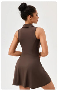 Women's V-Neck Tennis Dress Breathable Quick-Dry Slim Fit S-XXL