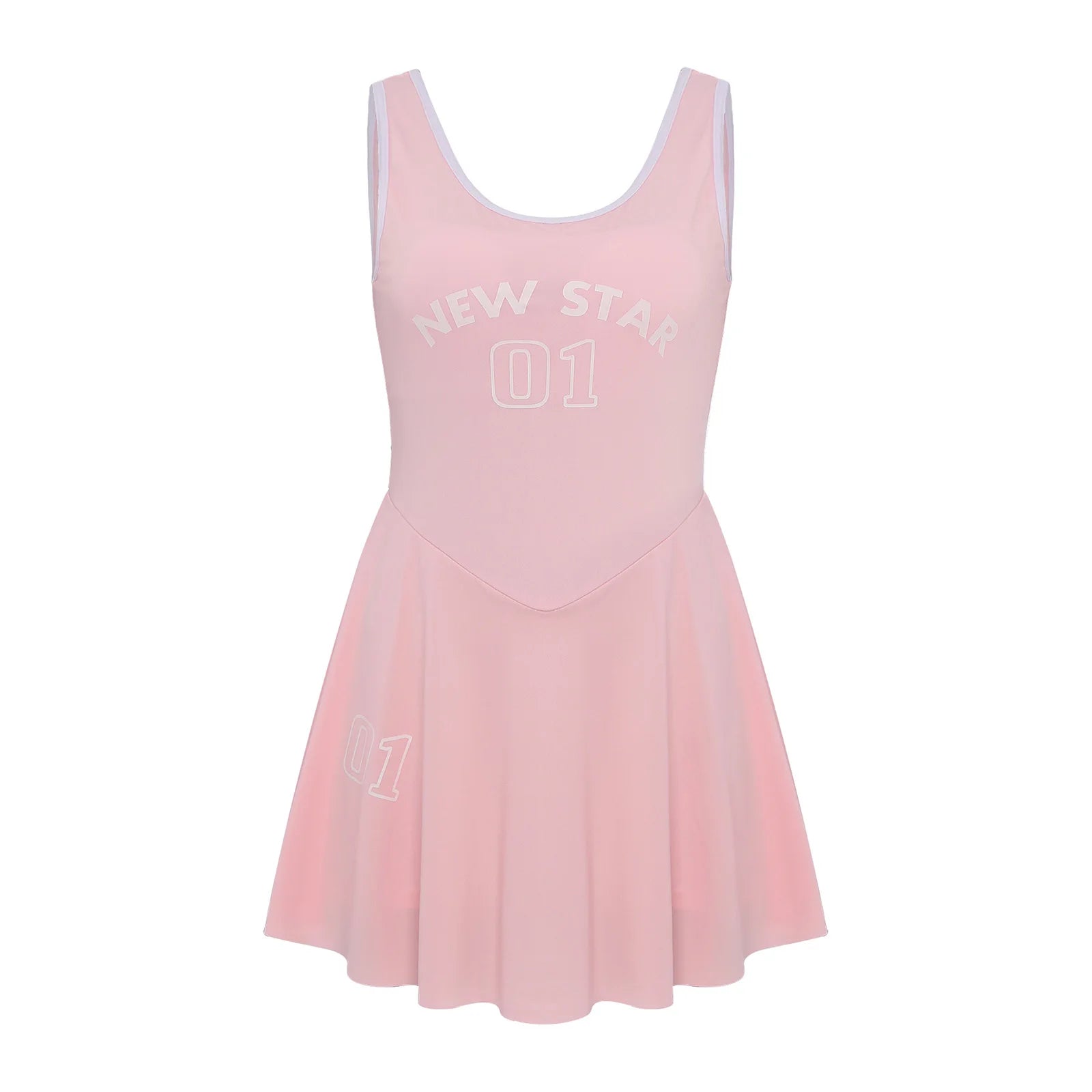 Sporty Style Girl Dress Children's Sleeveless Letter Print Sports Golf Tennis Workout Athletic Dress with Removable Chest Pads