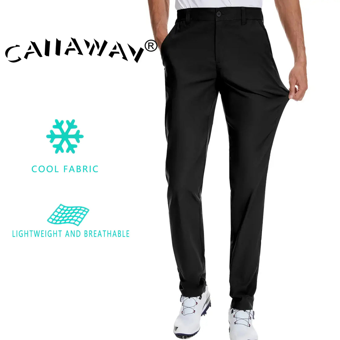 Men's Full Length Slim Fit Breathable Polyester Golf Pants