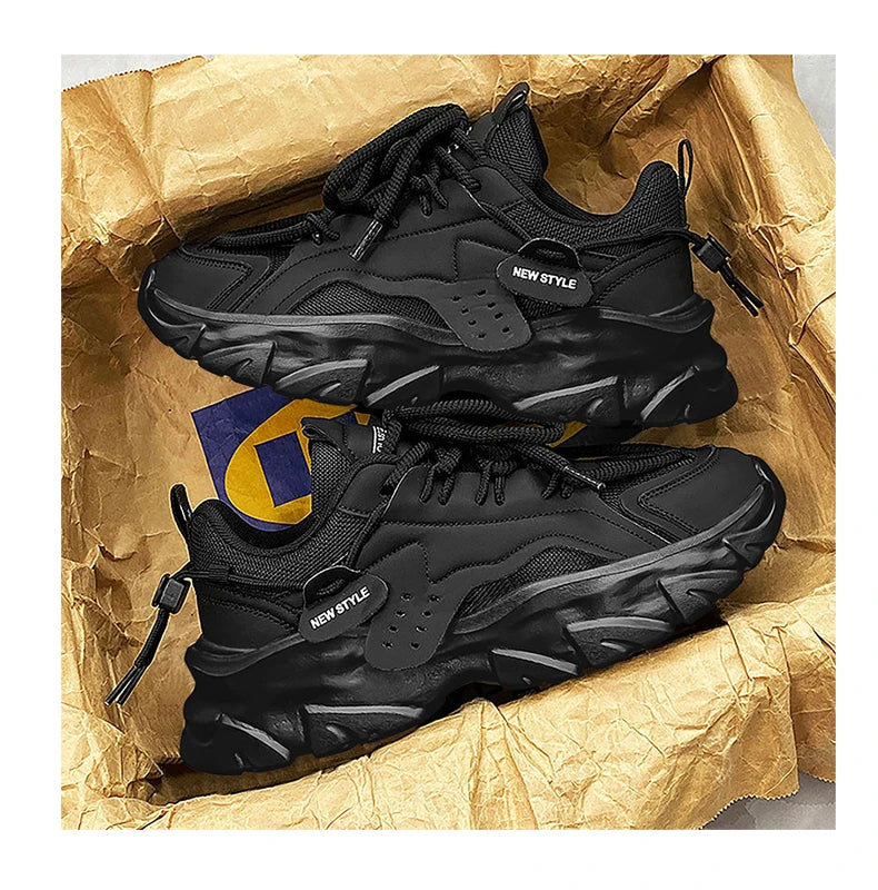 Men's Breathable Lace-Up Thick Soled Outdoor Casual Sneakers