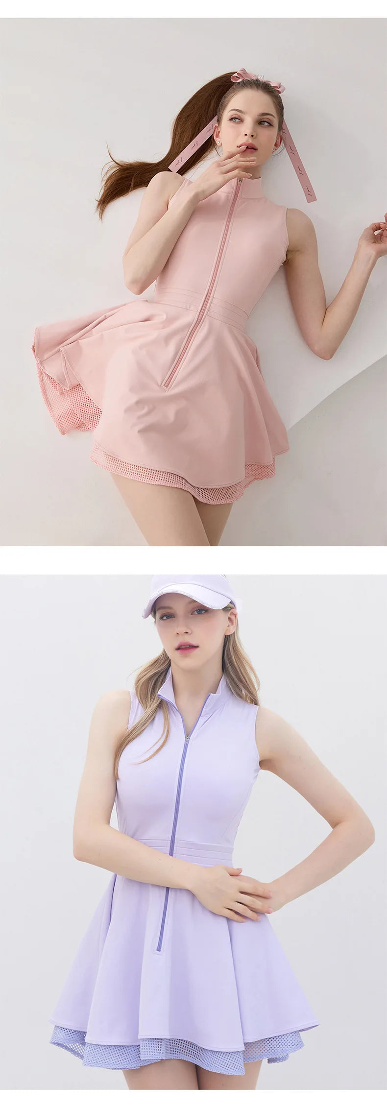 New Summer Women Tennis Polo Dress Zipper Collar Slim Golf Tennis Dress Lady Sleeveless Lace Ruffle Golf Skirts with Inner Short - Buy online at  Vibe In Cart.