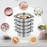 5-Tier Stainless Steel Food Steamer 26cm Meat Vegetable Steamer Pot Kitchen Cookware with Lid - Buy online at  Vibe In Cart.