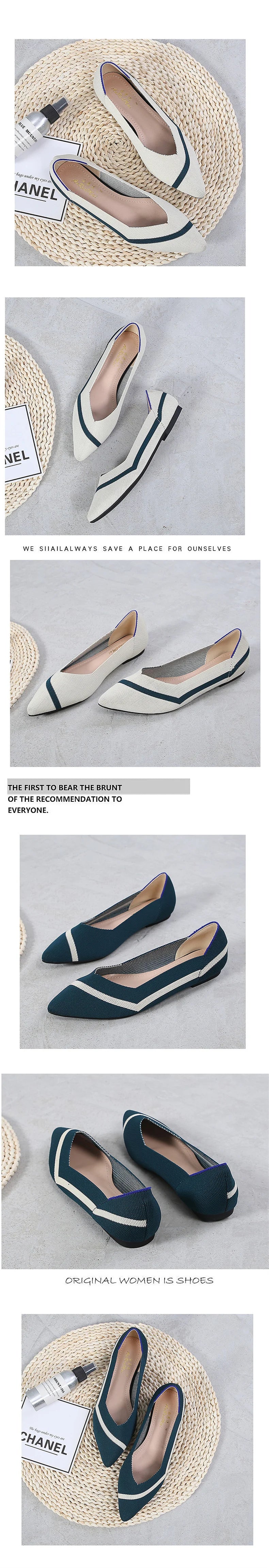 Fashion Comfort Breathable Polyester Women Spring Flats Pointy Toe Ballerinas Stretch Knitted Loafers Dress Causal Shoes - Buy online at  Vibe In Cart.