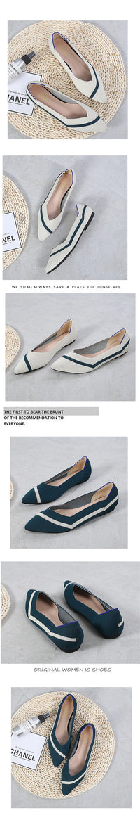 Fashion Comfort Breathable Polyester Women Spring Flats Pointy Toe Ballerinas Stretch Knitted Loafers Dress Causal Shoes - Buy online at  Vibe In Cart.