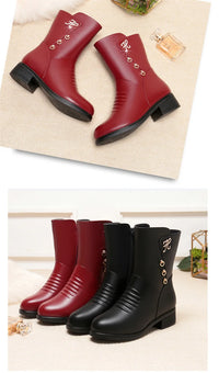 Women's Mid-Calf Casual Warm Boots with Side Zipper Round Toe Medium Heel