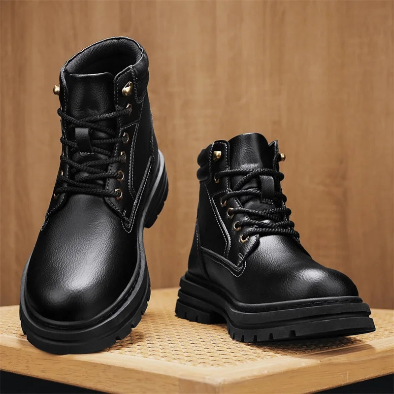 New Autumn Winter Men High Top Shoes Fashion Motorcycle Boots Outdoor Leisure Ankle Boots Comfortable Man Lace-Up Botas Sneakers - Buy online at  Vibe In Cart.