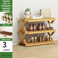 Folding Multi-Level Bamboo Shoe Rack for Living Room Storage
