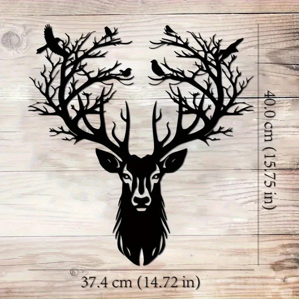 1-Piece 15.75×14.72-Inch Deer-Tree Metal Wall Sculpture | Halloween & Christmas Gift, Metal-Carved Indoor/Outdoor Decor - Buy online at  Vibe In Cart.