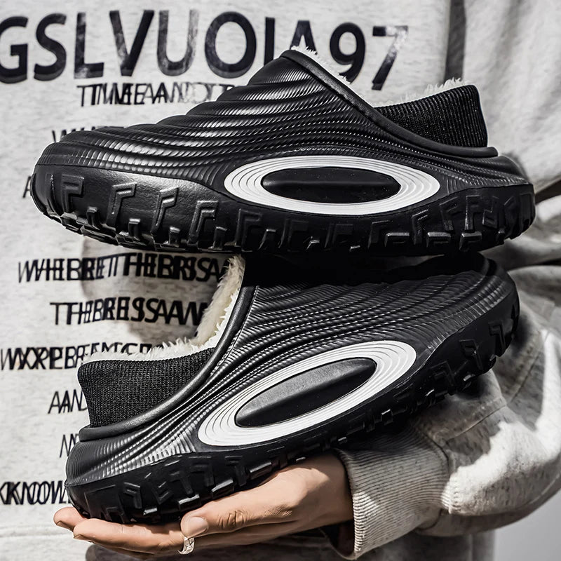 New Fashion Cotton Men's Slippers Winter Warm Plush Men Slippers Waterproof Men Garden Shoes Indoor Outdoor Men's Warm Shoes - Buy online at  Vibe In Cart.