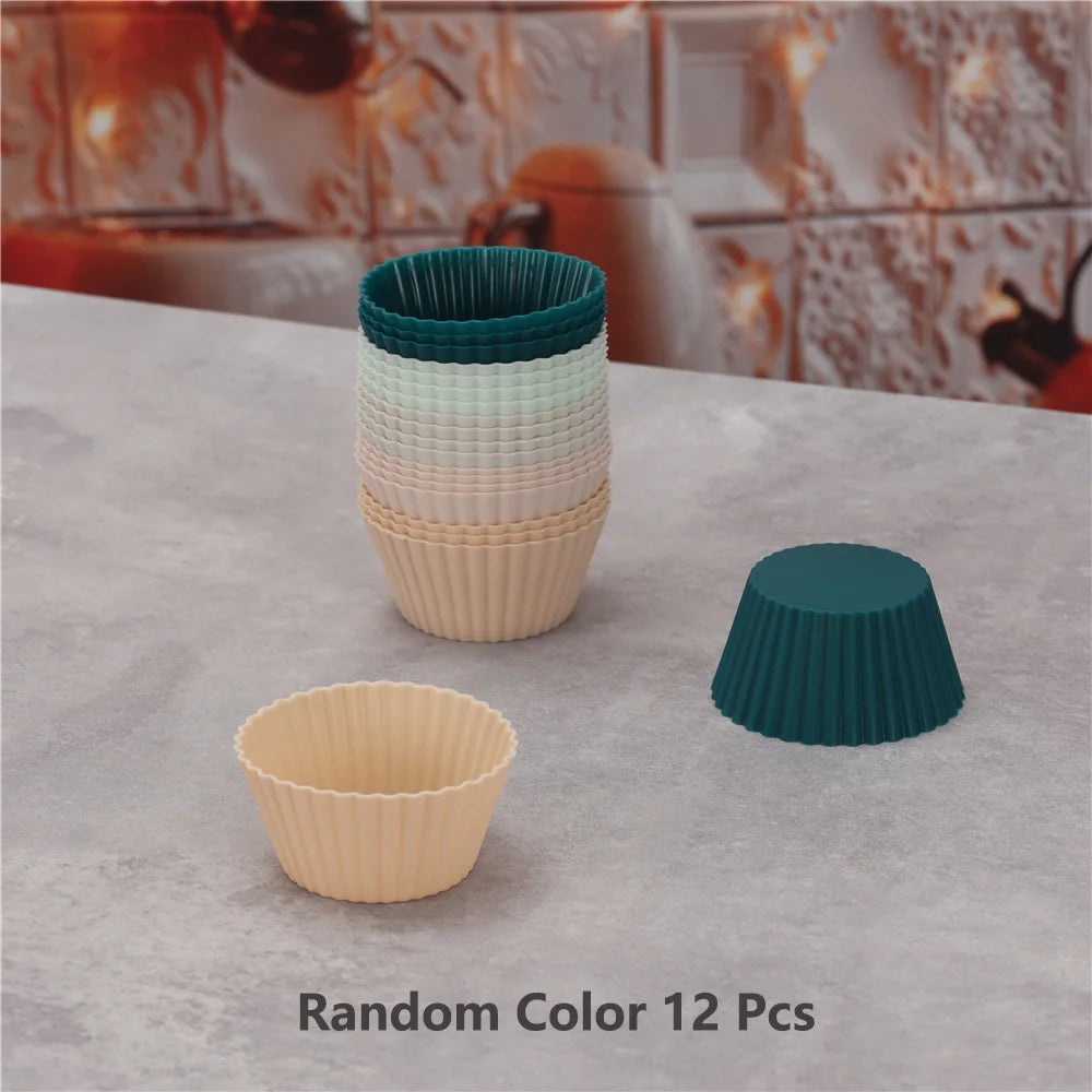 12pcs/Set Silicone Cake Mold Round Shaped Muffin Cupcake Baking Molds Kitchen Cooking Bakeware Maker DIY Cake Decorating Tools - Buy online at  Vibe In Cart.