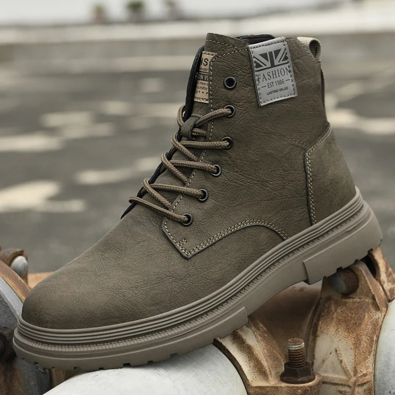 Italian Men's Genuine Leather Boots Fashion Outdoor Boots High Quality Casual Ankle Boots Antiskid Comfort Winter Platform Boots - Buy online at  Vibe In Cart.