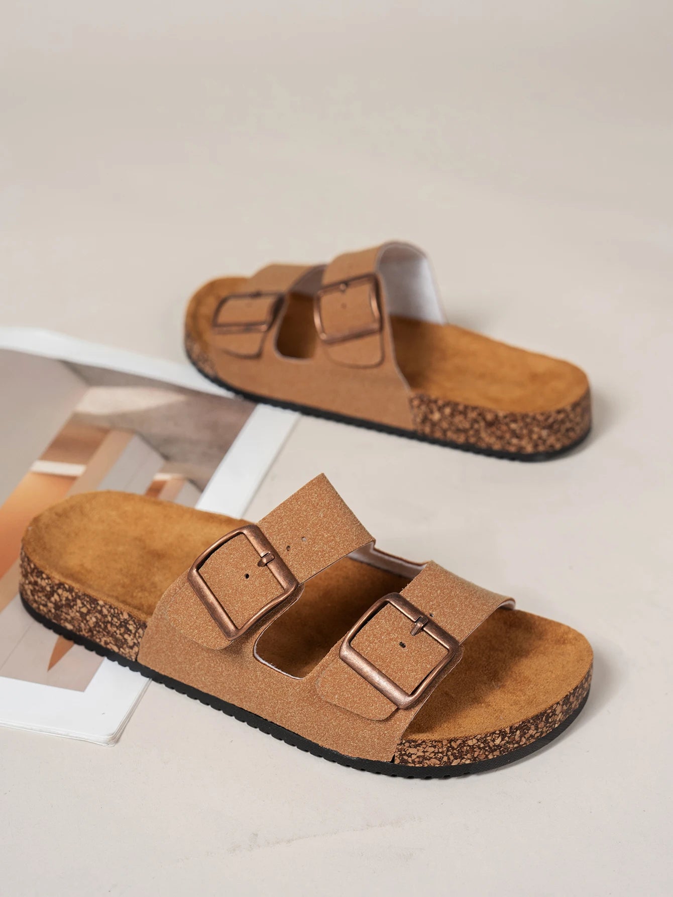 Women's Open-Toe Sandals for Outdoor Wear, New Casual and Fashionable Simple Backless Versatile Couple Style Comfortable Vacation Birkenstock-Style Flat Black Mule Sandals, Women's Elastic Band Slip-Ons, Lightweight Open-Toe - Buy online at  Vibe In Cart.