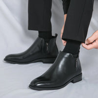 British Style Men's Chelsea Boots Casual Leather High Top Shoes Versatile Male Ankle Boots New Leather Man Business Shoes Botas - Buy online at  Vibe In Cart.