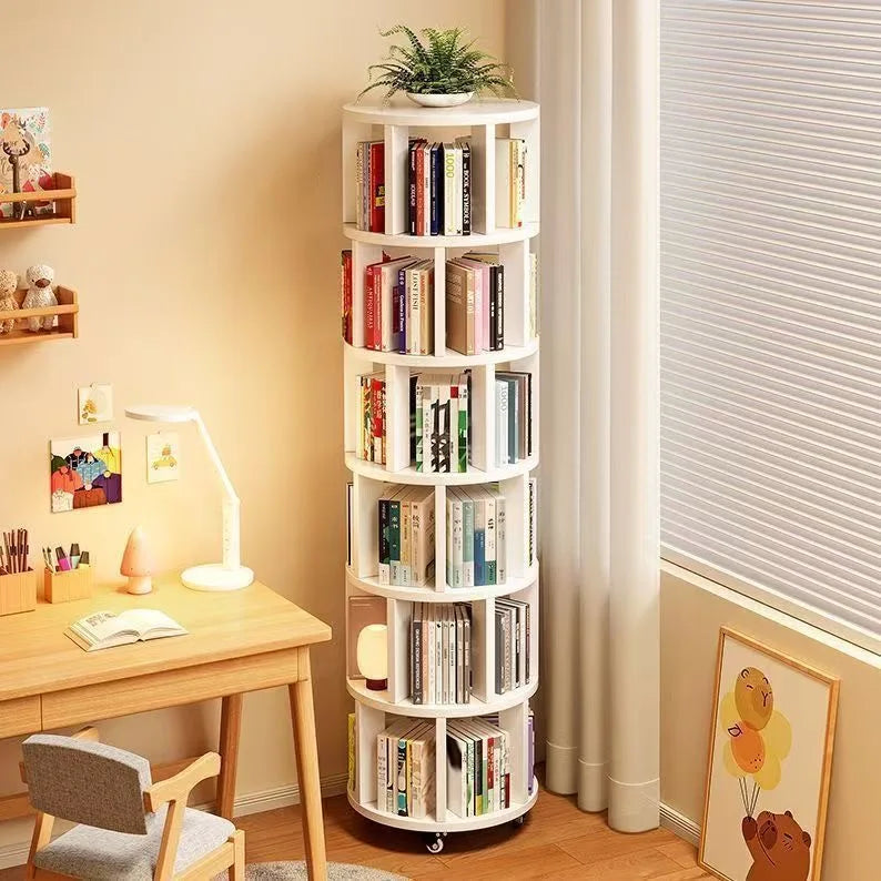 360° Rotatable Bookshelf Multifunctional Living Room Round Storage Rack Movable Children's Bookshelf - Buy online at  Vibe In Cart.