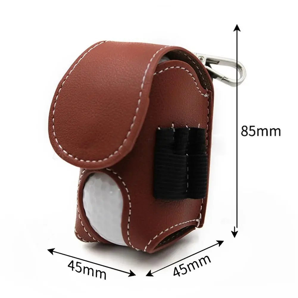 Mini Leather Golf Ball Storage Pouch with Waist Clip