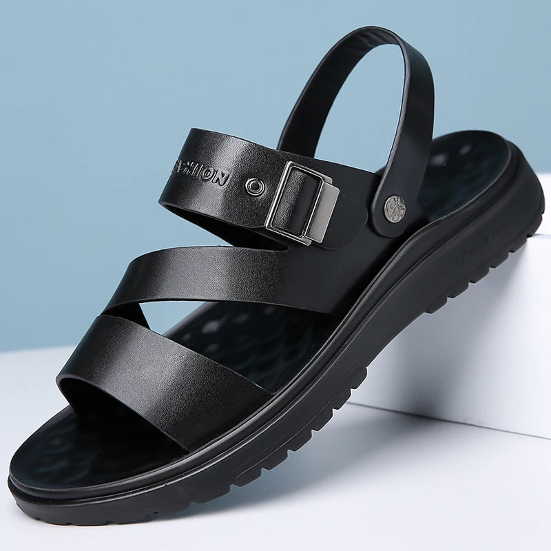 Summer Sandals for Men Outdoor Casual Sport Slippers PU Leather Non-slip Breathable Roman Shoes Beach Flip-Flop Garden Shoes - Buy online at  Vibe In Cart.