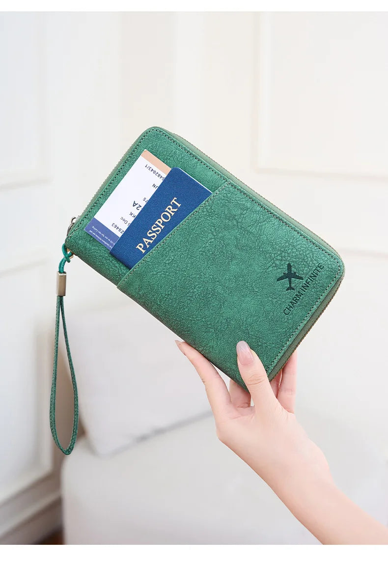 RFID Blocking Polyurethane Passport Holder with Zipper