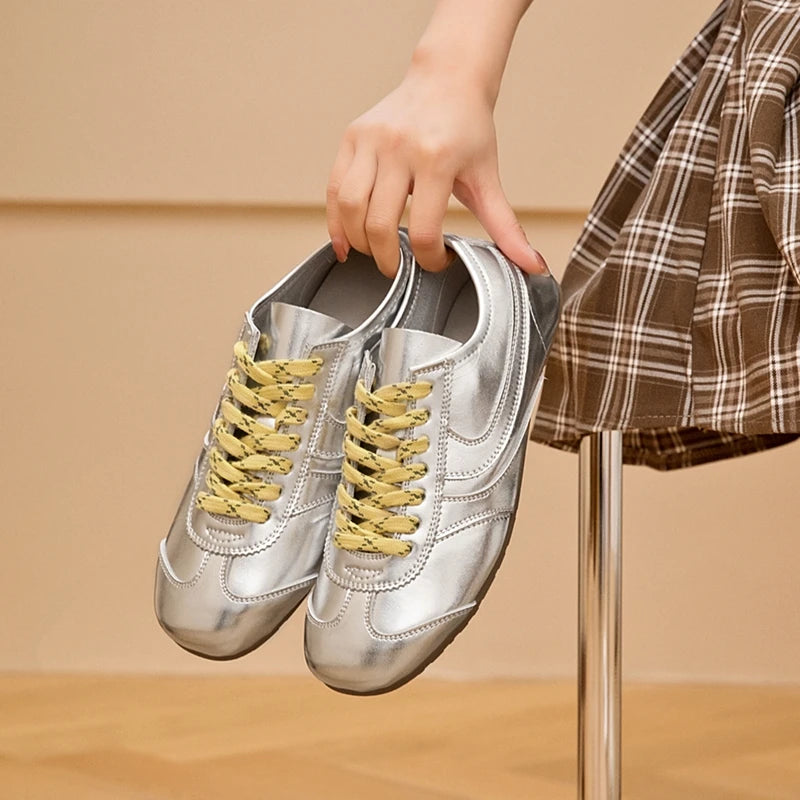 German Training Shoes Women 2025 New Genuine Leather Women Sneakers Flat Lace-up Retro Large Size Forrest Gump Shoes Women - Buy online at  Vibe In Cart.