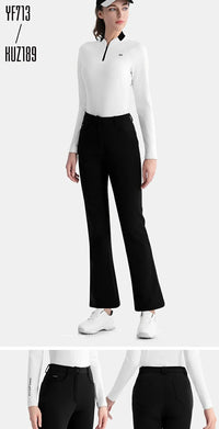 Women's Elastic High Waist Fleece Golf Pants for Winter