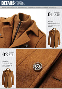 2025 new winter men's woolen coat, men's brand jacket, middle-aged double-shoulder long woolen windbreaker coat in European size - Buy online at  Vibe In Cart.