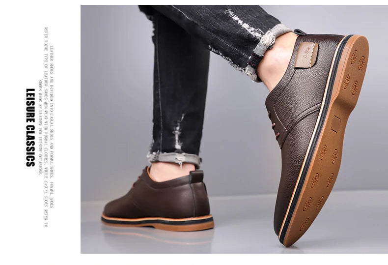 Men's Casual Business Leather Shoes Men Fashion Lace-up Derby Shoe Mens Light Comfortable Outdoor Driving Flats - Buy online at  Vibe In Cart.
