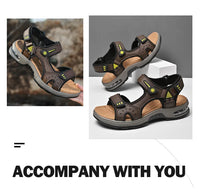 Men's Genuine Leather Breathable Beach Sandals Size 46