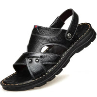 Men's 2025 Summer Leather Sandals Non - Slip Thick - Soled Soft and Comfortable for Beach and Outdoor Use - Buy online at  Vibe In Cart.