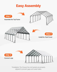 20x24 ft Heavy Duty Metal Carport, Outdoor Car Shelter with Removable PE Sidewalls, Steel Frame Garage for Car, Truck, Boat - Buy online at  Vibe In Cart.