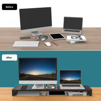 Dual Monitor Stand Riser for 2 Monitors with Printer and Laptop Stand
