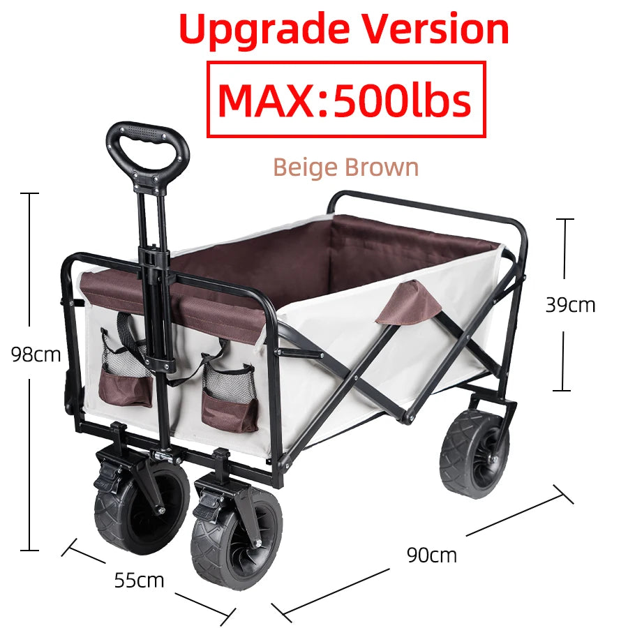 Collapsible Folding Heavy Duty Utility Wagon for Outdoor, Black