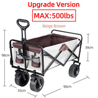 Collapsible Folding Heavy Duty Utility Wagon for Outdoor, Black