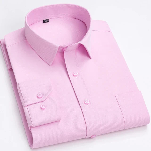 Men's Long Sleeve Plaid Stripe Shirt With Single Pocket For All Seasons