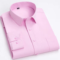 Men's Long Sleeve Plaid Stripe Shirt With Single Pocket For All Seasons