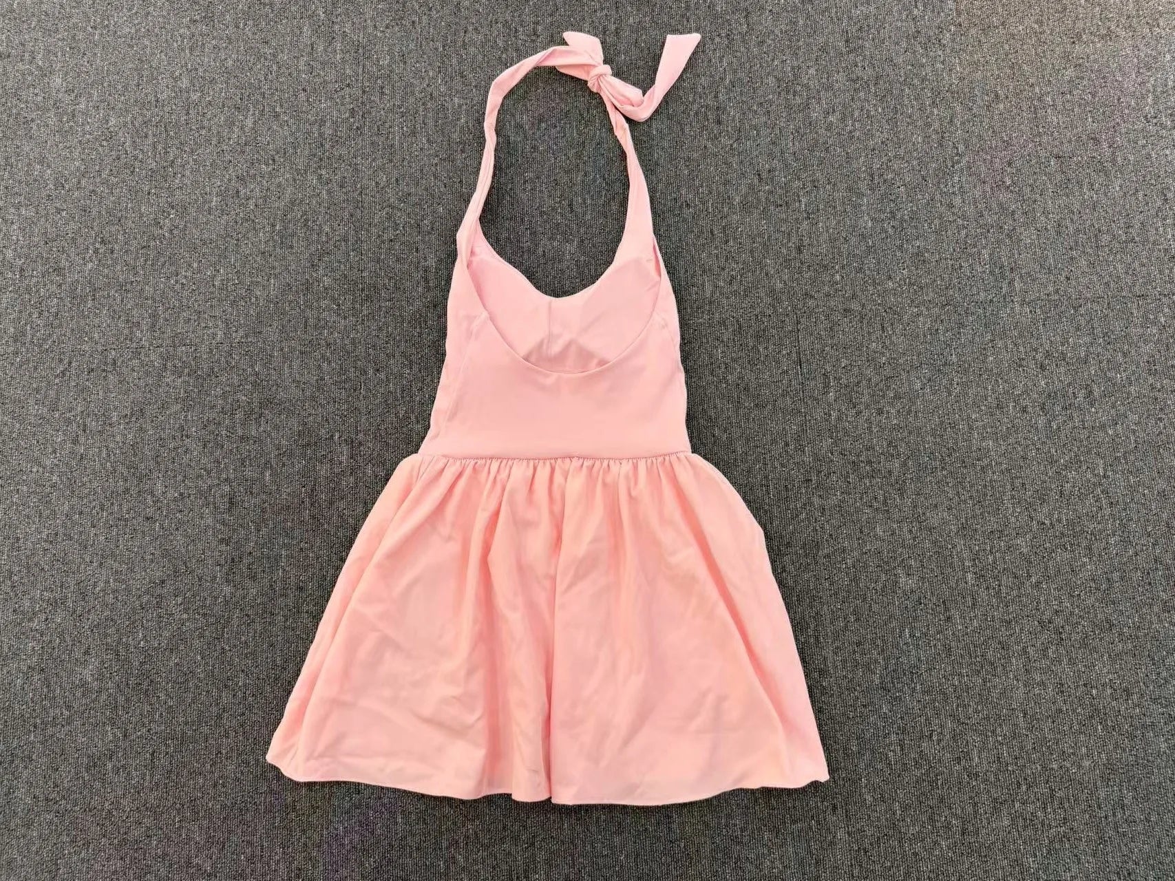 Hanging Neck Tennis Dress Women Solid Color Sleeveless Sports One Piece Pocket Suits Outdoor Running Fitness Yoga Golf Dresses