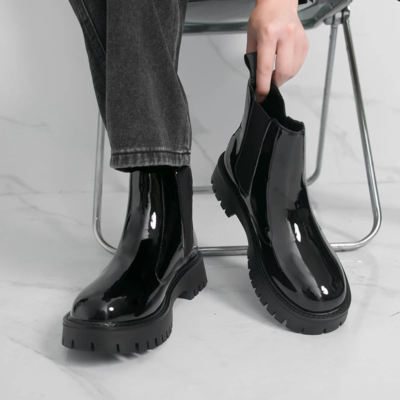 Men Chelsea Boots PU Thick Soled Round Toe Classic Comfortable Men High Top Boots - Buy online at  Vibe In Cart.