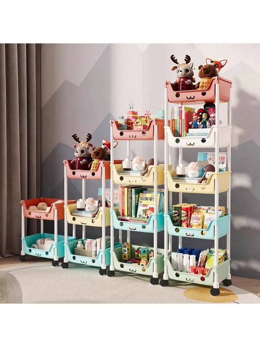 Multi-Tier Rolling Storage Cart, Slim Rolling Cart with Storage Bins and Hooks - Space-Saving Organizer, 360° Rotating Storage C - Buy online at  Vibe In Cart.