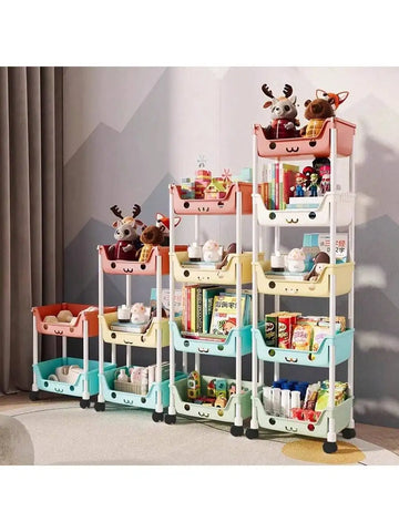 Multi-Tier Rolling Storage Cart, Slim Rolling Cart with Storage Bins and Hooks - Space-Saving Organizer, 360° Rotating Storage C - Buy online at  Vibe In Cart.