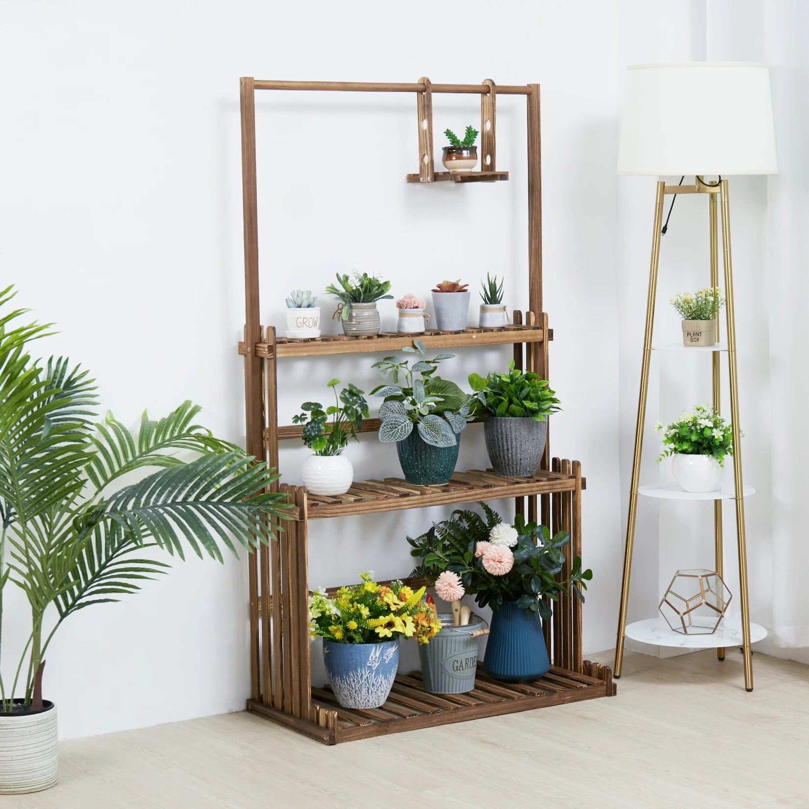Heavy Duty Hanging Plant Stand Multiple Wood Flower Potted Rack Planter Shelving Unit for Indoor Outdoor - Buy online at  Vibe In Cart.