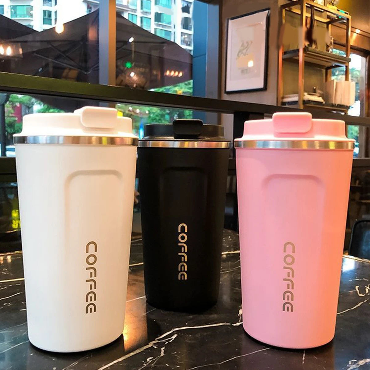 WORTHBUY Thermos Cup 304 Stainless Steel Double Wall Insulated Coffee Mug Leak-proof Thermal Tumbler Travel Portable Drinkware - Buy online at  Vibe In Cart.