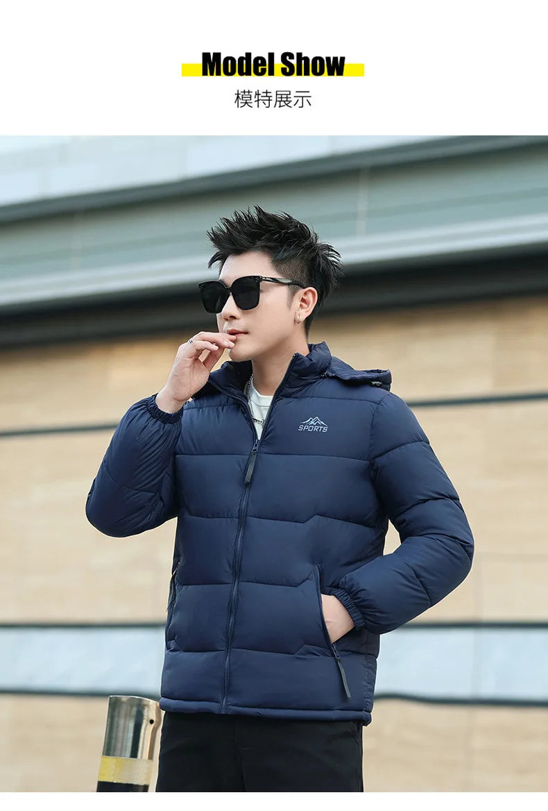 Men's Winter Jacket Windproof Thermal Hooded Parka Coat with Detachable Hood Heavy Duty Ski Jacket for Outdoor Cold Weather - Buy online at  Vibe In Cart.