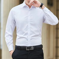 New Plus Size Men Solid Color Business Shirt Fashion Classic Basic Casual Slim White Long Sleeve Shirt Brand Clothes - Buy online at  Vibe In Cart.