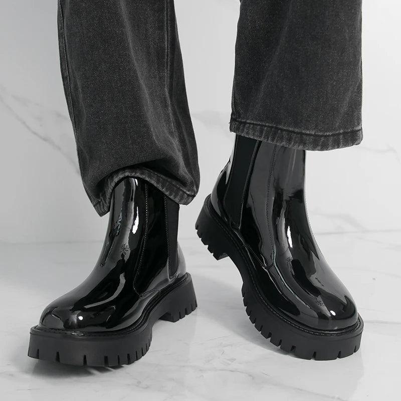 Men Chelsea Boots PU Thick Soled Round Toe Classic Comfortable Men High Top Boots - Buy online at  Vibe In Cart.