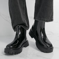 Men Chelsea Boots PU Thick Soled Round Toe Classic Comfortable Men High Top Boots - Buy online at  Vibe In Cart.