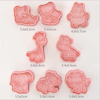 8-Piece Plastic 3D Cookie Cutters Set with Cartoon Designs