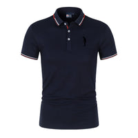 Men's Short Sleeve Turn-Down Collar Polyester Polo Shirt