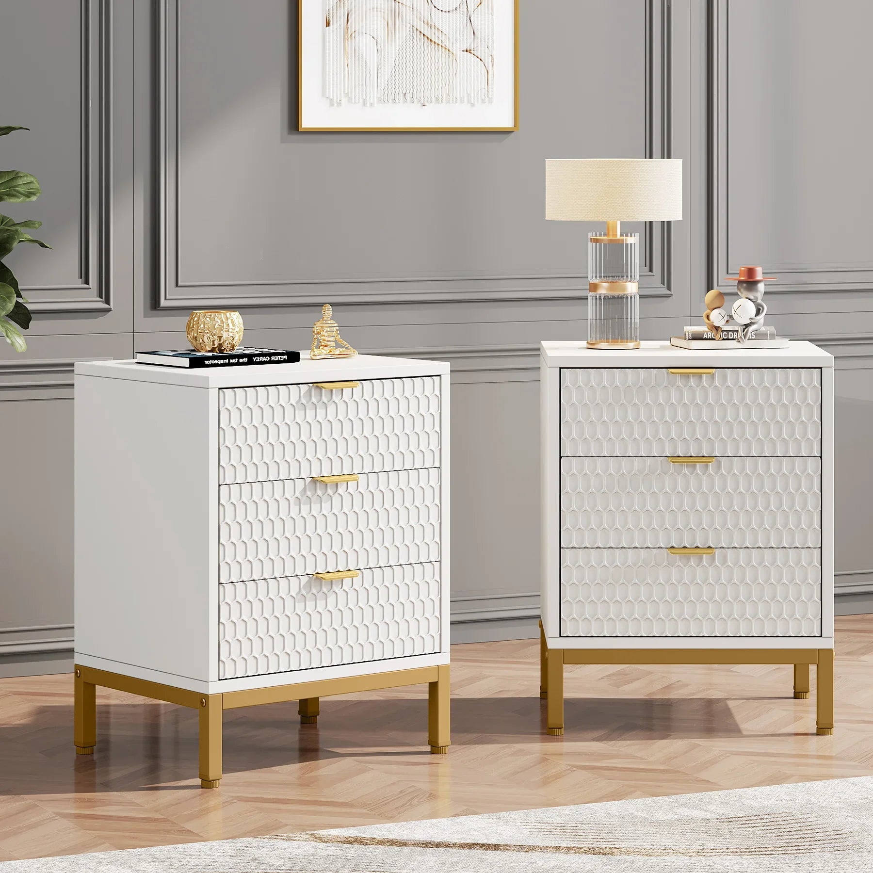 Tribesigns Modern Nightstand, 25.8" Tall Bedside Table with 3 Drawers, Contemporary End Side Table with Storage for Bedroom - Buy online at  Vibe In Cart.