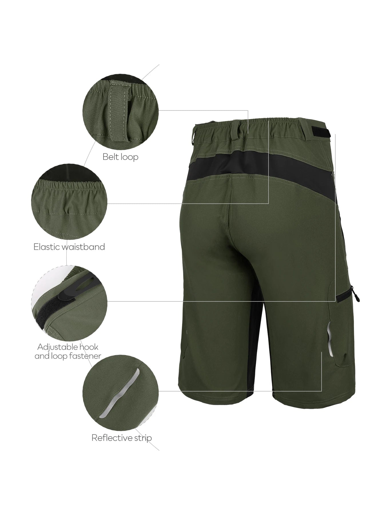 Gym Shorts Man Mountain Bike Shorts Stretch MTB Shorts Quick Dry with Zipper Pocket Suitable for Running，Hiking，Camping - Buy online at  Vibe In Cart.
