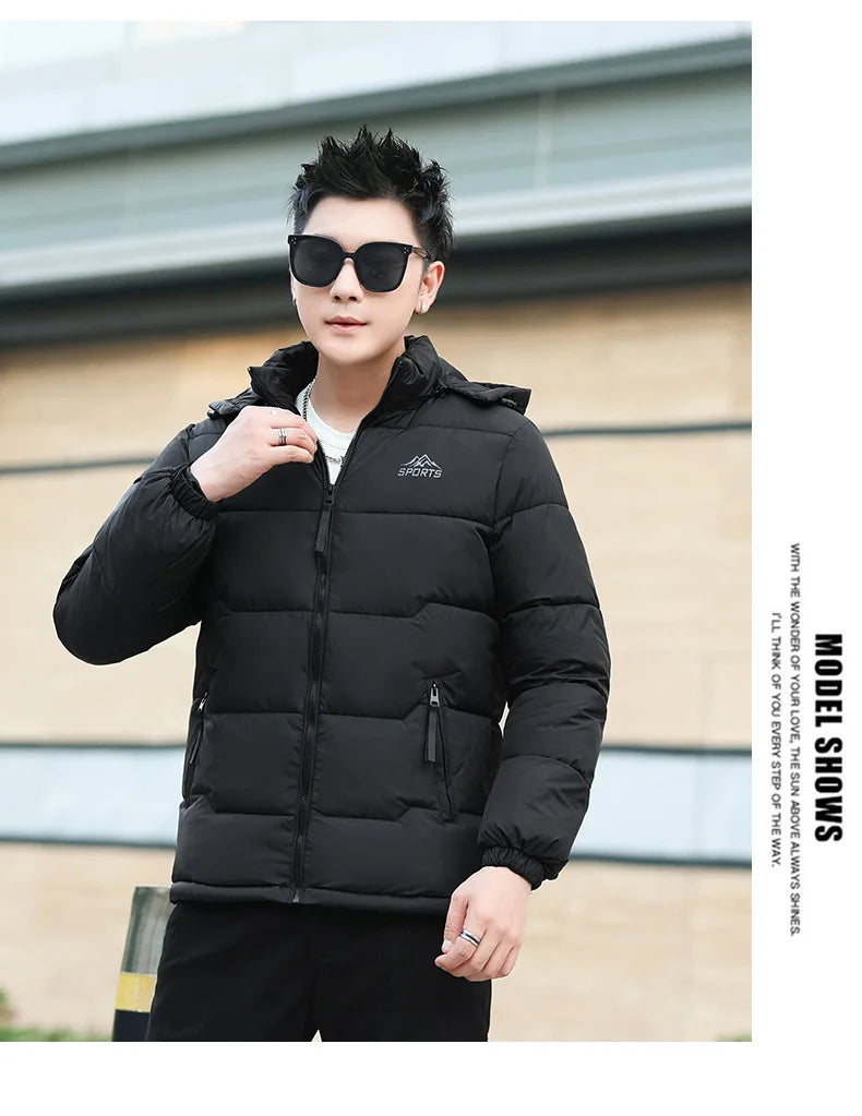 Men's Winter Jacket Windproof Thermal Hooded Parka Coat with Detachable Hood Heavy Duty Ski Jacket for Outdoor Cold Weather - Buy online at  Vibe In Cart.