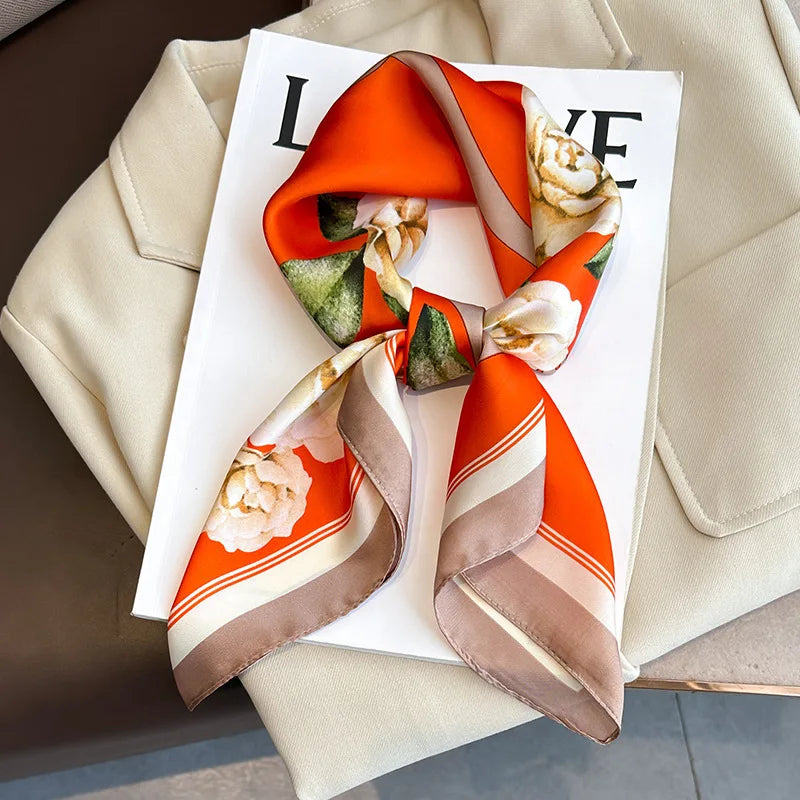 Women's 70x70cm Square Silk Scarf Shawl Headband