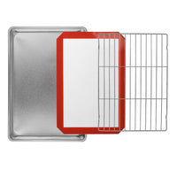 All Purpose Bakeware Set 3 Piece Non Stick Baking Pan Cooling Rack Silicone Mat Baking Cookies and Treats - Buy online at  Vibe In Cart.